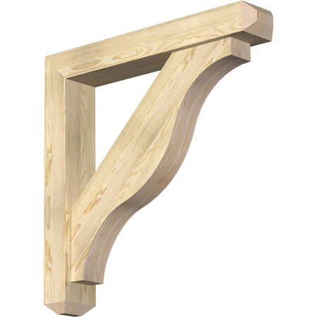 Ekena Millwork Funston Craftsman Rough Sawn Bracket w/ Offset Brace, Douglas Fir, 6"W x 36"D x 36"H BKT0604X36X36FST04RDF